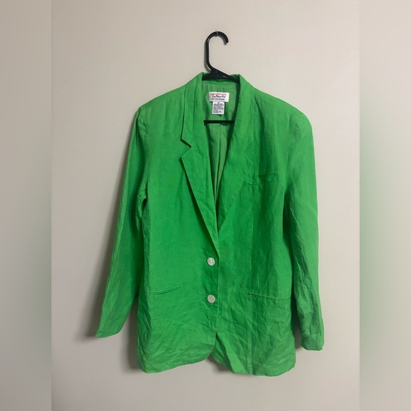 Talbots Green 100% Irish Linen Blazer Jacket Size 10 Medium Lagenlook - Picture 1 of 6